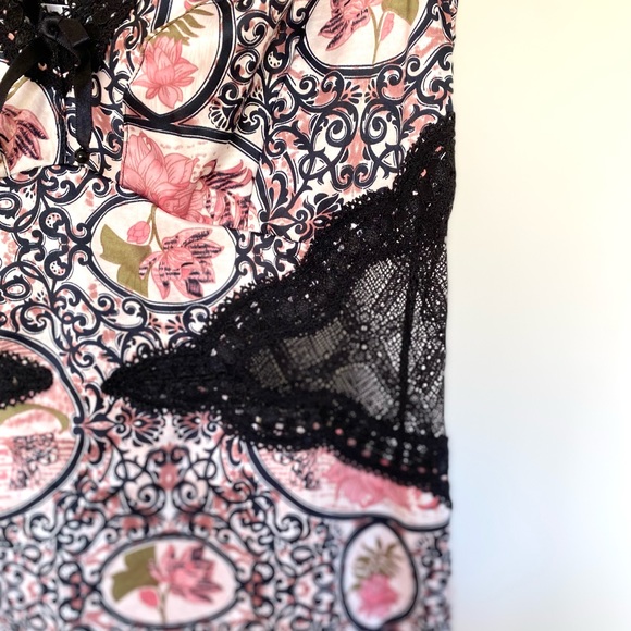 Black & Pink Floral and Lace Slip - Picture 3 of 10